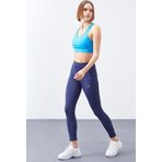 İndigo Yüksek Bel Toparlayıcı Slim Fit Dar Paça Kadın Tayt - 94568