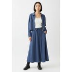 İndigo Yumuşak Dokulu Ceket Etek Takım 8150A - 38