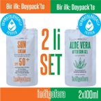 İndigofera Güneş Kremi Yüz ve Vücut 100 ml + Aloe Vera After Sun Gel 100 ml 2'li Set