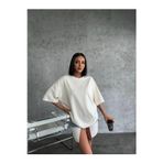 İNDİRİM MODAM Lushiowear Kadın Düz T-Shirt Kısa Kol Bisiklet Yaka Oversize Rahat Kalıp Günlük Tişört - Beyaz