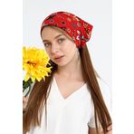 indirimsepeti Pamuklu Kırmızı Çiçek Desenli Bandana Fular