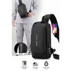indirimsevinci Powerbank Özellikli Şifreli Kilit Sistemli Su Geçirmez Çapraz Omuz & Göğüs Çantası