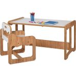 Industrial Living Tek Kişilik Ceviz–beyaz Montessori Çocuk Çalışma Masası ve Sandalye, 18MM Mdf, 80X45X43 cm - 80 x 45 x 43 cm - Ceviz - Beyaz