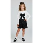 İnebolu Kids Kız Çocuk Payetli Şortlu Pullu Fiyonk Detaylı 2 Li Elbise Takım - 6 - 7 Yaş - Siyah - Beyaz