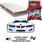 İnegöl'den Eve Gt1 - Yataklı & Nevresimli - Bmw - Arabalı Yatak, Siyah - Beyaz - 207 x 105 cm