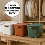 İnfeta 1 Adet 20 Lt Dekoratif Düzenleyici Saklama Kutusu 40X30X25 cm Çok Amaçlı Kapaklı Organizer Karışık Renk
