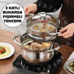 İnfeta 2 Katlı Buharda Pişirme Tencere Seti 26 cm Buharda Sebze Pişirmeli Yemek Tenceresi