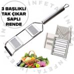 İnfeta 3 Başlıklı Paslanmaz Saplı Rende Pratik Sebze Doğrayıcı Dilimleyici Rende