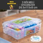 İnfeta 3 Bölmeli Şeffaf Kapaklı , Düzenleyici Organizer Malzeme Kutusu Hobi El Aleti Çivi Vida Çantası