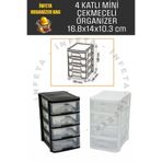 İnfeta 4 Katlı Mini Plastik Çekmeceli Düzenleyici Organizer Malzeme Kutusu Takı Hobi Takım Çantası