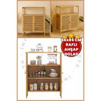İnfeta 66x33x85cm Çok Amaçlı Ahşap Dolap Rafsız Mutfak Dolabı,Kahve Köşesi,Banyo Dolabı Organizer