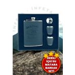 İnfeta Jack Danıels Derili Çelik İçki & -Su Matara Seti - Hediyelik Çelik Kamp Matara ve shot bardak seti