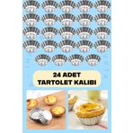 İnfeta Paslanmaz Metal Yapışmaz Cupcake, Muffin, 24 Adet Kek Tartolet Kurabiye Kalıbı