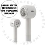 İnfeta Sinbo SS-4076 Şarjlı Tiftik Temizleme Makinesi Roller Tüy Toplama Rulo Başlıklı 2'si 1 Arada