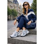 Infinite8 Unisex Ortopedik Triko Yürüyüş Spor Ayakkabısı Kaydırmaz Taban ile Konforlu Kullanım - Beyaz-Lacivert