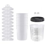 InfiniteOne Tek Kullanımlık Boya Tabancası Bardakları Püskürtme Tabancası Bardak Gömlekleri ve Kapak Sistemi 20oz (600ml) Boya Püskürtücü HVLP Püskürtme Tabancası için Karıştırma Bardağı 10 Bardak Astarı,