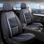 Infiniti Fx-35 Uyumlu Lüx Yarı Deri Oto Koltuk Kılıfı Ön Arka Takım Alpine Siyah Mavi - Siyah - Mavi