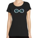 Infinity DNA Minimalist Biyoloji Bilim Sembolü Bisiklet Yaka Kadın Tişört, siyah, L