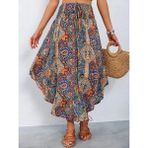 Infivento Kadın Beli Lastikli Bağcıklı Asimetrik Kesim Detaylı Desenli Bürümcük Etek - 2XL - 3XL