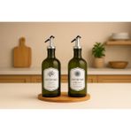 İnflux Cam Yağdanlık 2'li Set, 500 ml, Sızdırmaz Metal Kapaklı, Zeytinyağı ve Ayçiçek Yağı Şişesi, BPA Free, Yuvarlak, Mutfak Kullanımı
