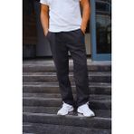 Influyente Eydamoon Erkek Siyah Baggy Pamuklu Rahat Kesim Oversize Şardonlu Kalıp Eşofman Altı - 2XL