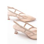 infon shoes creation K-607 Bej Günlük Fileli Arkası Açık 7 Cm Topuklu Ayakkabı