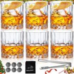 INFTYLE Viski Bardakları Eski Moda Cam 10oz 6'lı Set Kristal Kayalar Bourbon Viski Bardakları Konyak Kokteyl Bourbon Rum Brandy Bar Erkekler için Bardaklar