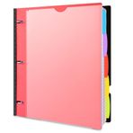 INFUN Hepsi Bir Arada Teleskop Bağlayıcı Defter, 1 İNÇ Doldurulabilir 3 Halkalı Dizüstü Klasör, 1 Plastik Hareketli Cep Klasörü, 5 Plastik Konu Bölücü ve Grafik Kağıdı ve Kolej Çizgili Kağıt -Kırmızı