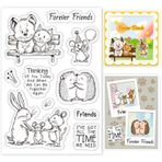 INFUNLY Animal Friends Kart Yapımı için Şeffaf Damga Kesilmiş Kirpi Silikon Pullar Sonsuza Kadar Arkadaşlar Şeffaf Mühür Pullar 11x16 cm/4.33x6.29 Tatil için Köpek Kauçuk Pullar Kendin Yap Koleksiyon