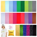 Infusible Transfer Ink Sheets 24 Adet/Set Infusible Ink Folyo, Infusible Transfer Kağıdı, Erimez Transfer Mürekkep Yaprakları, Önceden Boyanmış Süblimasyon Kağıdı, Tişört, Fincan, Altlık için (24