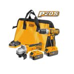 İngco ING-CKLI2009 20V 2.0Ah Li-ion Akülü 2'li Kombo Set -Matkap ve Avuç Taşlama Makinesi