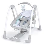 Ingenuity ConvertMe 2'si 1 Arada Kompakt Taşınabilir Bebek Salıncağı ve Bebek Koltuğu, Akülü Titreşimler, Otomatik Sallanma, Doğa Sesleri - 9 kg'a kadar