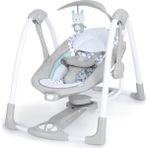 Ingenuity ConvertMe 2'si 1 Arada Kompakt Taşınabilir Otomatik Bebek Salıncağı ve Bebek Koltuğu, Pil Tasarrufu Sağlayan Titreşimler, Doğa Sesleri, 0-9 Ay 3-9 kg (Swell) - Gri