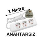 İngiliz Erkek Türk Dişi Universal Priz Dönüştürücüsü Uzatmalı 3 Lü 1 Metre