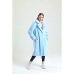Ingiliz Yaka Peluş Kürk Manto - Açık Mavi - 48