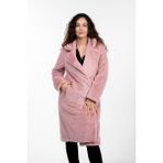Ingiliz Yaka Peluş Kürk Manto - Koyu Toz Pembe - 40