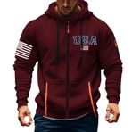 İngiltere Bayrağı Hoodies Erkekler için Zip Up Büyük Boy Sweatshirt Erkekler için Büyük Beden Erkek Kazak Cep Uzun Kollu Kas Fitness Mont Üstler, Z03 Kırmızı, 3XL
