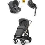 Inglesina Aptica Glam Tek El ile Açılabilen Çift Yön Bebek Arabası Yatabilen Ana Kucağı Baza 3lü Set - Velvet Grey