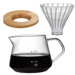 Iniflm 300ml/600ml Kahve Makinesi Seti, Cam Kahve Sürahisi Üzerine Dökün, Filtre Paylaşımlı Pot Modern Ahşap Yakalı Cam Kahve Sürahisi, Ev Cezvesi Kahve Üzerine Dökün(#1)