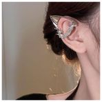 Inilbran Boho Elf Manşet Sargı Küpe Gümüş Kristal Elf Kulak Klipsi Küpe Gümüş Suni Elmas Elf Küpe Vintage Kıkırdak Sarma Küpe Kadınlar ve Genç Kızlar için (Sağ)