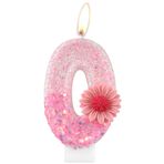 iNINGER Pembe Sayı Doğum Günü Mumları, Pembe Doğum Günü Numarası 0-9Candles Doğum Günü Pastası, Pembe Papatya Doğum Günü Mumu, Kızlar için Glitter Mum Doğum Günü Bebek Duşları Parti Süslemeleri