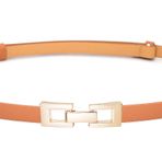 Initlove Altın Tokalı Elbiseler için Kadın Skinny Deri Kemer İnce Bel Kemeri, Kahverengi, Fat Waist 24"-37"