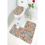 İnka Halı Antibakteriyel Yıkanabilir Kaymaz Dot Taban 3'lü Klozet Takımı (60CM x 100CM - 55CM x 60CM - 47CM x 50CM) İNKZ6031