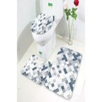 İnka Halı Antibakteriyel Yıkanabilir Kaymaz Dot Taban 3'lü Klozet Takımı (60CM x 100CM - 55CM x 60CM - 47CM x 50CM) İNKZ6036