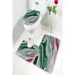 İnka Halı Antibakteriyel Yıkanabilir Kaymaz Dot Taban 3'lü Klozet Takımı (60CM x 100CM - 55CM x 60CM - 47CM x 50CM) İNKZ6037