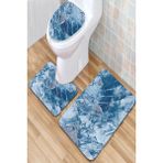 İnka Halı Antibakteriyel Yıkanabilir Kaymaz Dot Taban 3'lü Klozet Takımı (60CM x 100CM - 55CM x 60CM - 47CM x 50CM) İNKZ6044