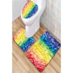 İnka Halı Antibakteriyel Yıkanabilir Kaymaz Dot Taban 3'lü Klozet Takımı (60CM x 100CM - 55CM x 60CM - 47CM x 50CM) İNKZ6049