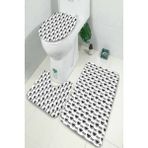 İnka Halı Antibakteriyel Yıkanabilir Kaymaz Dot Taban 3'lü Klozet Takımı (60CM x 100CM - 55CM x 60CM - 47CM x 50CM) İNKZ6067
