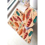 İnka Halı Antibakteriyel Yıkanabilir Kaymaz Dot Taban 3'lü Klozet Takımı (60CM x 100CM - 55CM x 60CM - 47CM x 50CM) İNKZ6101