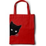 INKD Sanatsal Bez Çanta – Kedi Tasarım - 35X40 - Kırmızı
